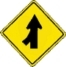 merging lane left warning sign