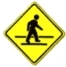 pedestrain crossing ahead warning sign