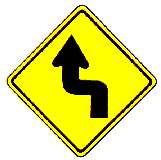 thai left double curve warning sign