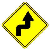thai right double curve warning sign