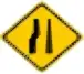 left narrow lane warning sign
