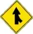 Merging lane right warning sign