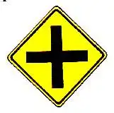 Thai equal intersection ahead warning sign